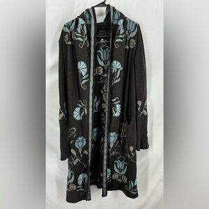 Johnny Was Black and Blue Floral Cardigan